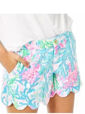 Lilly Pulitzer Buttercup Scallop Hem Shorts | Coral Bay | Size 6 Vacation